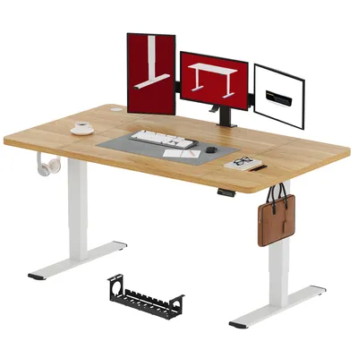 Obrázek produktu pro SANODESK Výškově nastavitelný stůl 180x80cm, dětská pojistka, paměťová funkce, LED displej, nosnost 70 kg, 2 háčky, snadná montáž (javor)