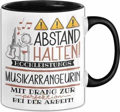 Produktbild von Musikarrangeurin Tasse Geschenk Lustig Abstand Halten Hochleistungs-Musikarrangeurin Mit Drang Zur Perfektion Bei Der Arbeit (Schwarz)