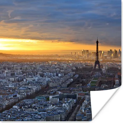 Produktbild von MuchoWow® Poster Skyline von Paris bei Sonnenuntergang 30x30 cm - Wandposter - Printing