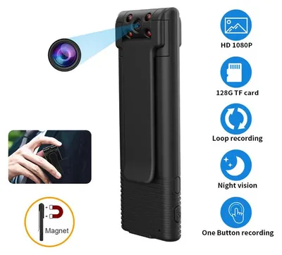 Produktbild von 1080P Videokamera mit Nachtsicht, Vlogging-Kamera – 180° drehbar, magnetisch, 12 MP, 32 GB – Für Büro, Outdoor, Auto
