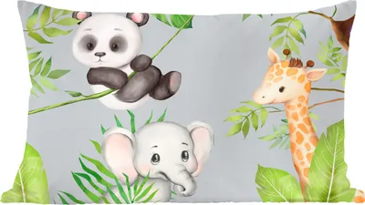 Produktbild von MuchoWow® Zierkissen Sofakissen Wohnzimmer Dekokissen 60x40 cm Dschungel - Blätter - Tiere - Kopfkissen - Polster mit Foto