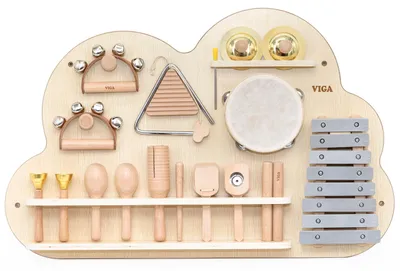 Produktbild von VIGA Holz-Musiktafel mit 12 Percussion-Instrumenten