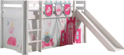 Produktbild von Spielbett >PINO< in Kiefer massiv weiß lackiert - 210x114x218 (BxHxT)