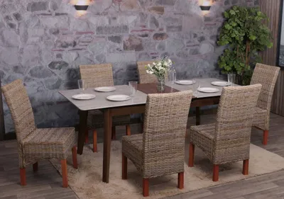 Immagine prodotto di set di 6 sedie da pranzo Sedia in vimini Sedia M44, Kubu rattan ~ senza cuscino di seduta