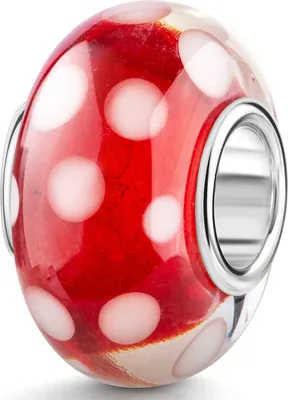 Produktbild von MATERIA by Matthias Wagner Glas Bead rot Punkte Polka Dots weiß 837