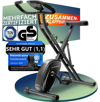 Image de HELDENWERK® : Vélo d'appartement pliable, appareil de fitness pour la maison, silencieux