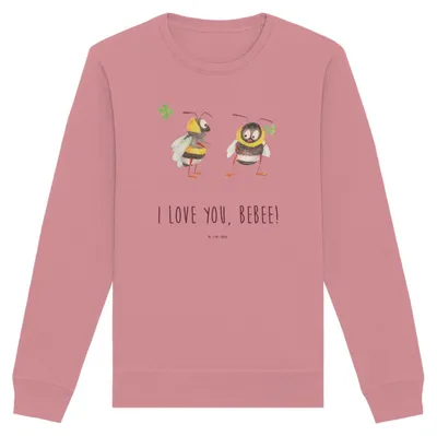 Produktbild von Mr. & Mrs. Panda Baumwoll Pullover Bienen Paar Größe L - Canyon Pink - Geschenk, für Freundin, Sweater, Partner, Hochzeitstag, Schildkröten, Valentinstag, Sweatshirt