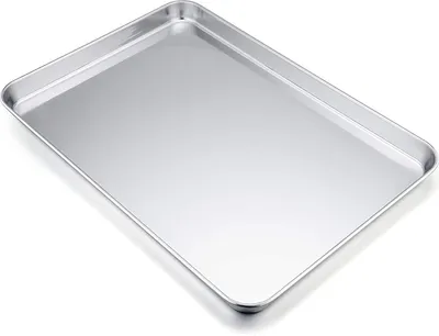 Produktbild von Backblech, Rechteckigies Backform Kuchenblech aus Edelstahl zum Backen Kochen Servieren, 40x30x2,5cm, ungiftig und Gesund, Hochglanzpoliert, leicht zu reinigen und spülmaschinenfest