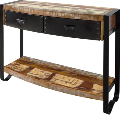 Immagine prodotto di MASSIVMOEBEL24 | tavolino da consolle in legno di Legno riciclato 105x35x80 multicolore laccato INDUSTRIAL #08