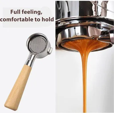 Obrázek produktu pro 51mm nerezový portafilter bez dna s rukojetí – pro Delonghi EC0310 – F Palissander
