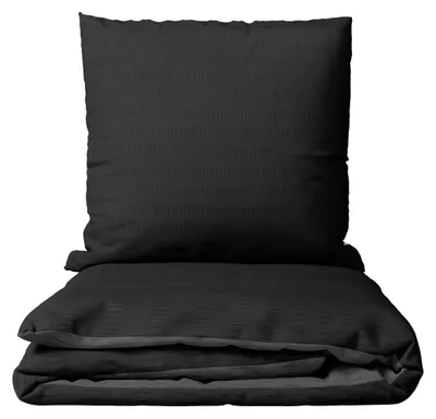 Produktbild von Mikrofaser Seersucker Bettwäsche Set 240x220 cm und Kissen 80x80 cm in Schwarz Anthrazit Unifarben Design mit Reißverschluss