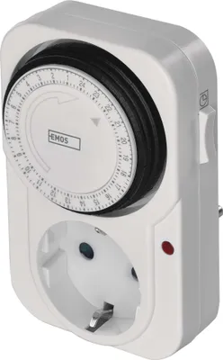 EMOS Mechanische Zeitschaltuhr Schuko, programmierbare Indoor Steckdose mit 96 Zyklen, erhöhter Berü