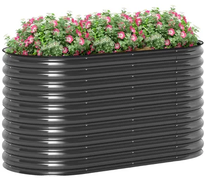 Obrázok produktu pre Outsunny – vyvýšený záhon z ocele, záhon, skleník, záhradný záhon, kvetináč