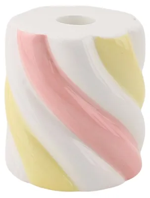 Obrázek produktu pro Držák na svíčky - Marshmellow - Žlutá/Růžová/Bílá - 8,5 x 8,5 x 9 cm