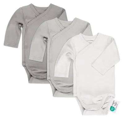 Produktbild von LaLoona Wickelbody Langarm 3er Pack - Baby Body Set aus Baumwolle, Langarmbody m