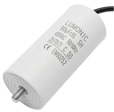 Motorstartkondensator 50µF 450V, 45x100mm, mit Kabel