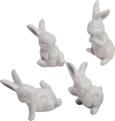 Produktbild von Osterhasen Porzellan weiß 4er 6-7 cm