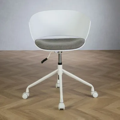 Produktbild von Drehstuhl DAGMA mit Rollen in weiß - Bürostühl höhenverstellbar mit Sitzpolster und Rollen – Modernes Design für Home-Office und Büro