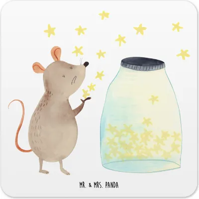 Produktbild von Mr. & Mrs. Panda Untersetzer Set Maus Sterne 6er Set - Weiß - Geschenk, Tassenuntersetzer, Geburtstag, Coaster, Glas-Untersetzer, Kindergeburtstag, Schwangerschaft, Taufe