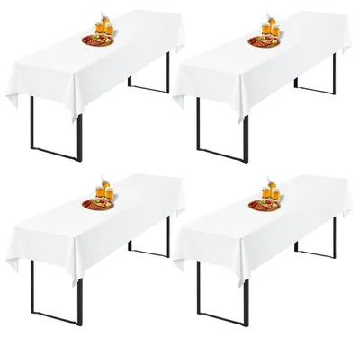 Obrázek produktu pro Běžné ubrusky na stoly, 4 kusy, bílé, rozměry 250 x 100 cm, materiál: polyester, lze prát, nemačkají se