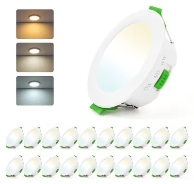 20 LED-Einbauspots, 5 W, 3000/4000/6000 K, IP44, flach