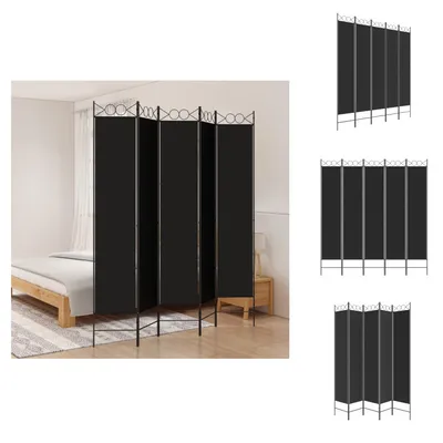 Obrázok produktu pre vidaXL 5-dielny paraván čierny 200x220 cm látka - deliaca stena