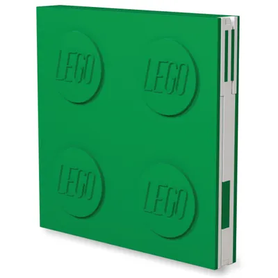 Produktbild von LEGO - verschließbares Notizbuch mit Gelstift (15,8 x 2 x 15,8cm), Farbe:grün