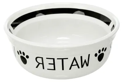 Produktbild von Futterstation aus Keramik, 0,25 l/Ø 13 cm, weiß/schwarz