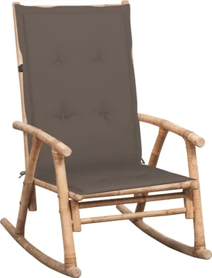Image de The Living Store Chaise à bascule avec coussin Bambou