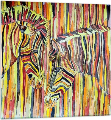 Produktbild von Bilder auf glas - Zebra Abstraktion - 40x40cm - Glasbilder - Wandbilder - Kunstdruck - zum Aufhängen bereit - Wanddekoration aus Glas - Glas Bilder - Wandbild auf Glas - Einteilig - GAC40x40-3499