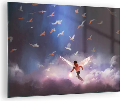 Produktbild von Bilder auf glas - Fantasie Märchen - 70x50cm - Glasbilder - Wandbilder - Kunstdruck - zum Aufhängen bereit - Wanddekoration aus Glas - Glas Bilder - Wandbild auf Glas - Einteilig - GAA70x50-4102