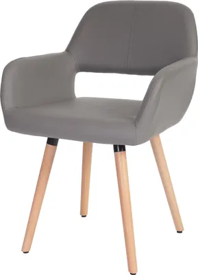Produktbild von Esszimmerstuhl HWC-A50 II, Stuhl Küchenstuhl, Retro 50er Jahre Design  Kunstleder, taupe-grau, helle Beine