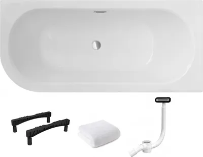 Produktbild von Aqua For You | Besco Avita Badewanne - 150 x 75 cm Asymmetrisch – Acryl – Chrom Siphon – Gestell Typ W – Modern – Duschbadewanne geeignet