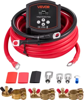 Obrázek produktu pro Sada dvojitého vypínacího relé VEVOR, 12 V, 300 A, napěťově citlivé relé VSR s voltmetrem, LCD displejem, vypínačem baterie, kompatibilní s olověnými bateriemi, pro UTV, ATV
