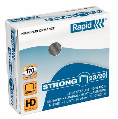 Produktbild von Rapid 23/20, Klammerpack, 23/20, 2 cm, 1000 Heftklammern, 23/20, Edelstahl