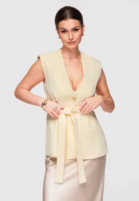 Produktbild von Ombre Damen Taillierte Weste mit ausgestelltem Saum Elegant gelb S