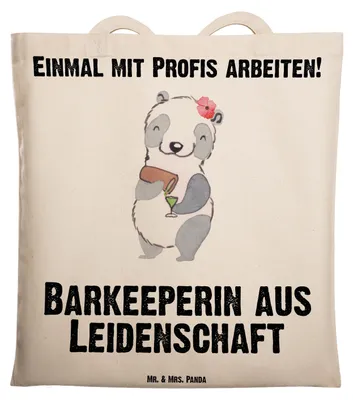 Produktbild von Mr. & Mrs. Panda Shopping Tasche Barkeeperin Leidenschaft - Transparent - Geschenk, Einkaufstasche, Tote Bag, Ausbildung, Bartender, Kurs, Schultasche, Stoffbeutel