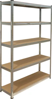 Obrázek produktu pro Relaxdays regál pro těžké břemena, 5 polic, rozměry: 200 x 120 x 50 cm, nosnost až 875 kg, do sklepa a garáže, skladovací regál, ocel, stříbrný