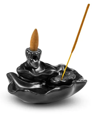 Produktbild von Aromantra - Backflow Räuchergefäß Wasserfall 11x8x6cm Schwarz Keramik - Rauchwasserfall Für Rückflusskegel & Räucherstäbchen