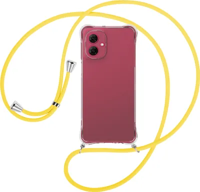 Produktbild von Handykette Backcover-Schutzhülle mit Band (Metall silberfarben) für Motorola Moto G55 5G - gelb