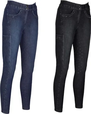 Produktbild von Pikeur Damenreithose, Reithose, Denimware " PK_BRINJA " mit Siebdruck Besatz Größe - 72 Farbe - denim black