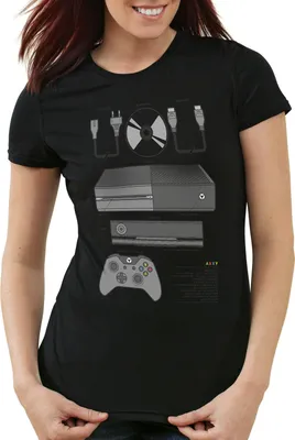 Produktbild von style3 One X Damen T-Shirt gamer konsole game box, Farbe:Schwarz, Größe:L