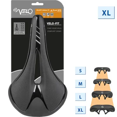 Zdjęcie produktu dla Velo Fit Athlete FC, Siodełko rowerowe, Wyścigi szosowe, Unisex, Czarny, Monochromatyczny, 16,3 cm
