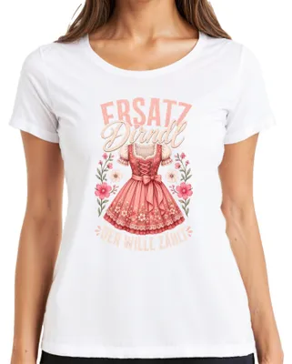 Productafbeelding van Alternatief dirndl, het is de intentie die telt, , Wiesn, lederen broek, Beieren, dames T-shirt, wit, maat L
