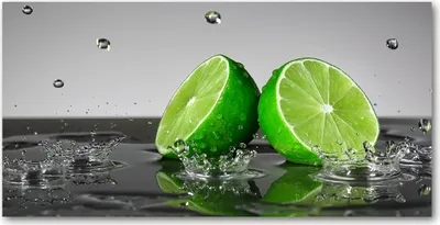 Produktbild von Tulup® Glas-Bild - 100x50 -Wandkunst - Wandbild hinter gehärtetem Sicherheitsglas  - Essen & Getränke - Limette im Wasser - Grün