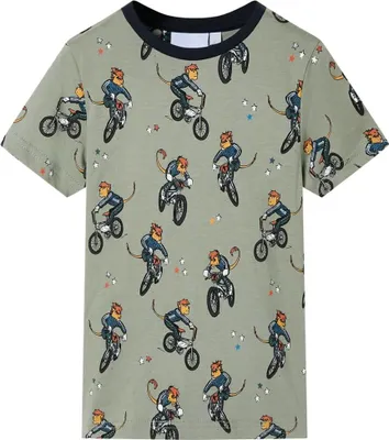 Produktbild von vidaXL Kinderpyjama mit Kurzen Ärmeln Hellkhaki 128