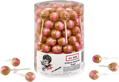 Produktbild von Küfa Erdbeer Karamell Kugel fruchtig leckere Lutscher 100 Stück 1800g