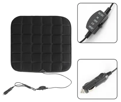 Zdjęcie produktu dla Vigevee Poduszki grzewcze do siedzeń 12V, 45x45cm, podkładka grzewcza o mocy 15/20W, 2 stopnie grzania, 45/65°C, do samochodów osobowych, kolor czarny