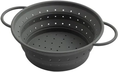 Produktbild von Ibenzoa® Faltbares Silikon-Pastasieb 21,5 cm – platzsparend, spülmaschinenfest & hitzebeständig bis 120 °C, Grau, für Küche & Camping