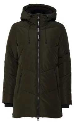 Productafbeelding van OXMO OXJunchen dames winterjas, damesjas, jas met capuchon, opzetzakken, ritssluiting, regular pasvorm